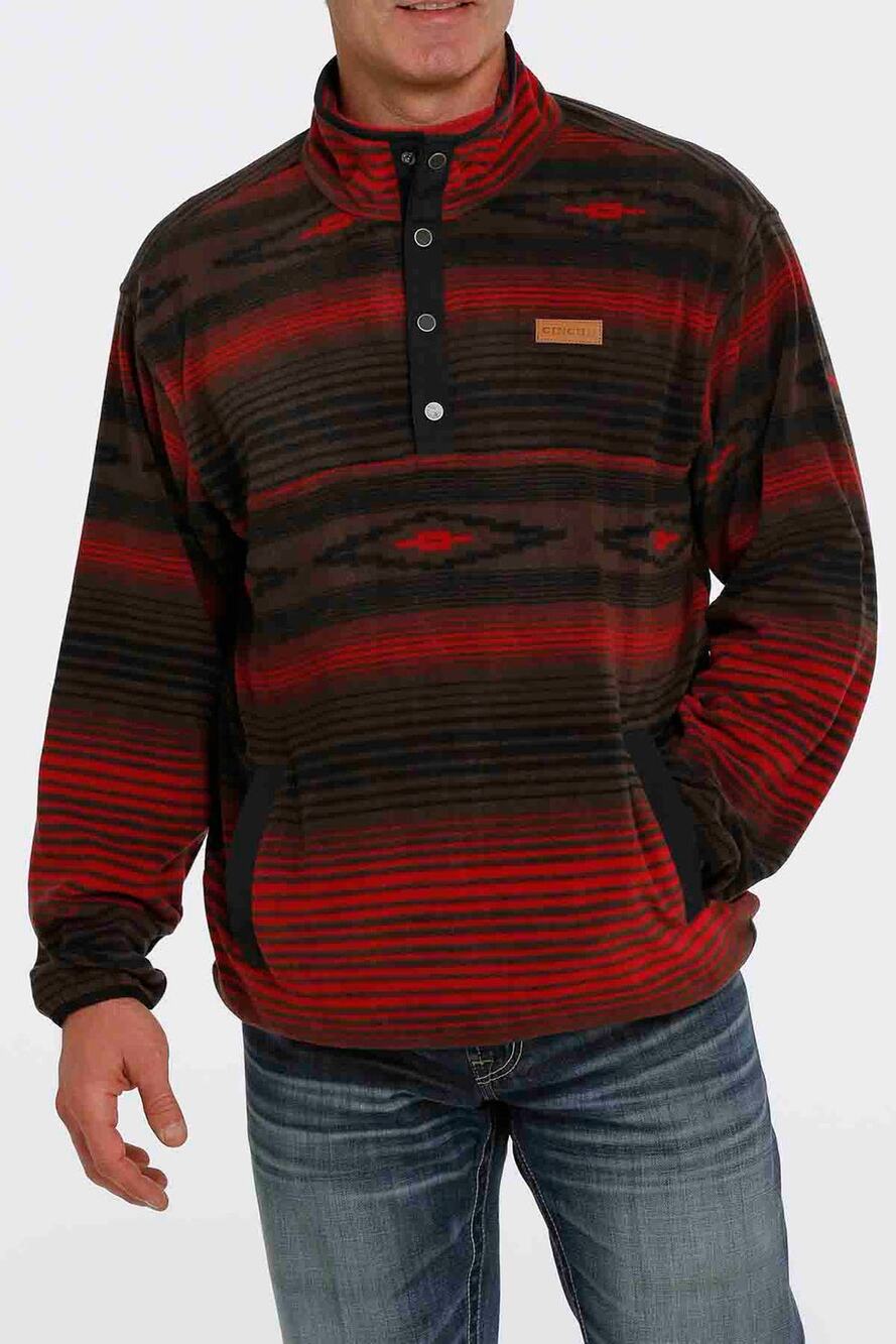 Cinch Men’s Aztec Fleece Pullover Brown, Size Medium